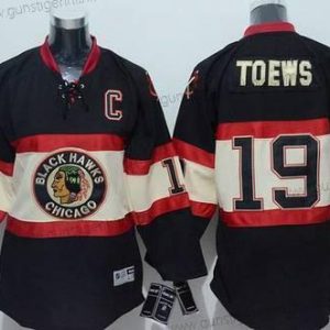 Jugend Chicago Blackhawks #19 Janathan Toews ersatzweise Ausweichtrikot NHL Reebok Trikots – Schwarz