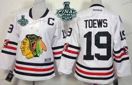 Jugend Chicago Blackhawks #19 Jonathan Toews 2015 Stanley Cup 2015 Winter Klassisch Trikots – Weiß