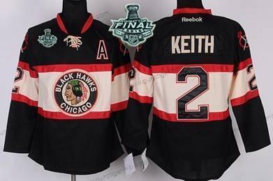 Jugend Chicago Blackhawks #2 Duncan Keith 2015 Stanley Cup Ausweichtrikot Trikots – Schwarz