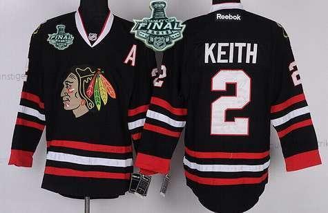 Jugend Chicago Blackhawks #2 Duncan Keith 2015 Stanley Cup Trikots – Schwarz