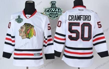 Jugend Chicago Blackhawks #50 Corey Crawford 2015 Stanley Cup Trikots – Weiß