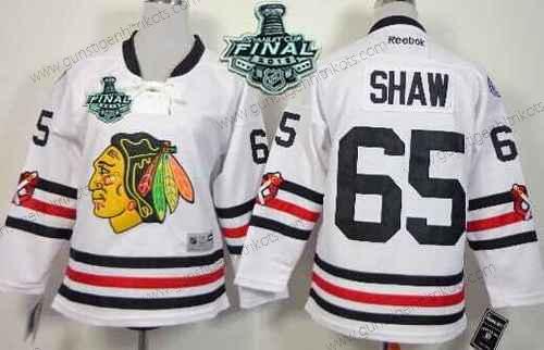 Jugend Chicago Blackhawks #65 Andrew Shaw 2015 Stanley Cup 2015 Winter Klassisch Trikots – Weiß