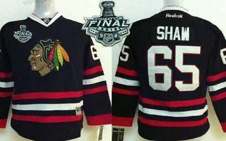 Jugend Chicago Blackhawks #65 Andrew Shaw 2015 Stanley Cup Trikots – Schwarz