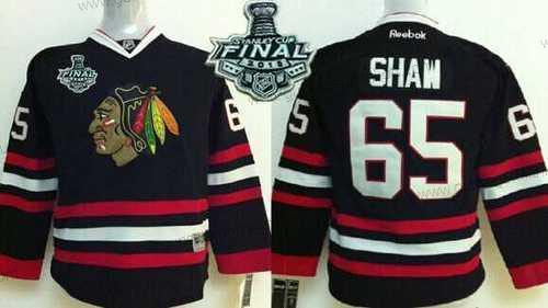 Jugend Chicago Blackhawks #65 Andrew Shaw 2015 Stanley Cup Trikots – Schwarz