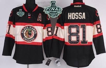 Jugend Chicago Blackhawks #81 Marian Hossa 2015 Stanley Cup Ausweichtrikot Trikots – Schwarz