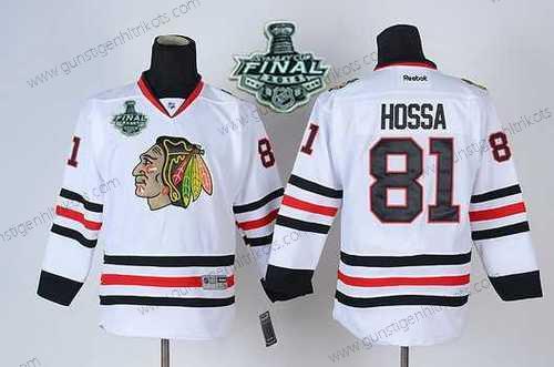 Jugend Chicago Blackhawks #81 Marian Hossa 2015 Stanley Cup Trikots – Weiß