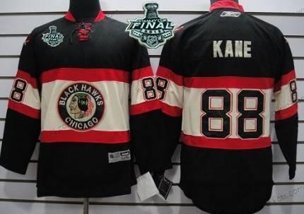 Jugend Chicago Blackhawks #88 Patrick Kane 2015 Stanley Cup Ausweichtrikot Trikots – Schwarz