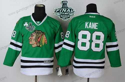 Jugend Chicago Blackhawks #88 Patrick Kane 2015 Stanley Cup Trikots – Grün