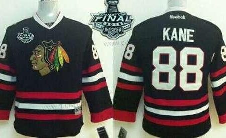 Jugend Chicago Blackhawks #88 Patrick Kane 2015 Stanley Cup Trikots – Schwarz