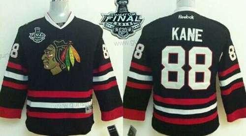 Jugend Chicago Blackhawks #88 Patrick Kane 2015 Stanley Cup Trikots – Schwarz