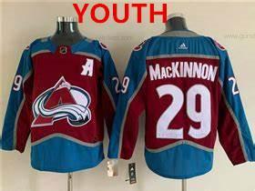 Jugend Colorado Avalanche #29 Nathan Mackinnon With A Ptach Strickerei Trikots – Rot