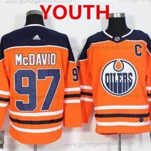 Jugend Edmonton Oilers #97 Connor Mcdavid Heimtrikots Authentisch Strickerei NHL Trikots – Orange