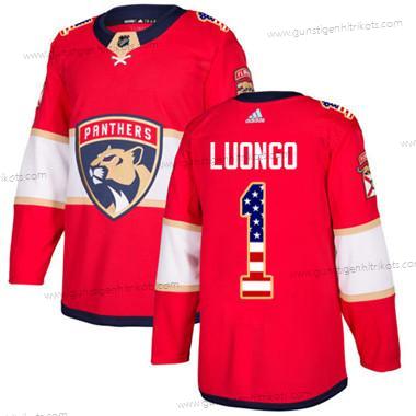 Jugend Florida Panthers #1 Roberto Luongo Heimtrikots Authentisch USA Flag Strickerei NHL Trikots – Rot