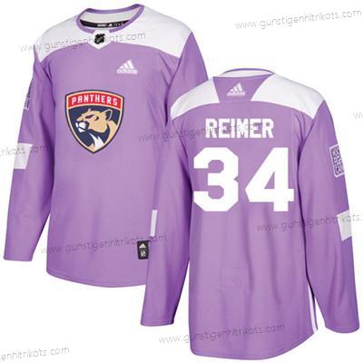 Jugend Florida Panthers #34 James Reimer Authentisch Bekämpft Krebs Strickerei NHL Trikots – Lila