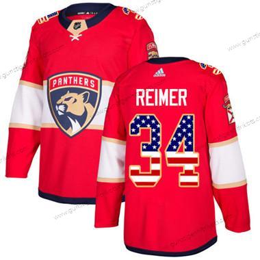 Jugend Florida Panthers #34 James Reimer Heimtrikots Authentisch USA Flag Strickerei NHL Trikots – Rot