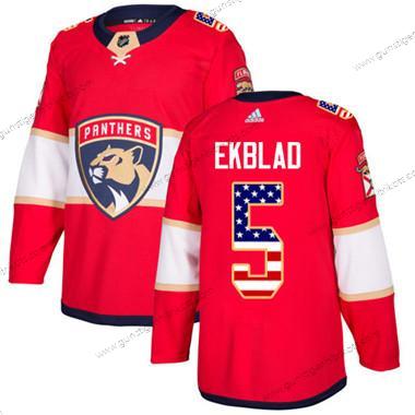 Jugend Florida Panthers #5 Aaron Ekblad Heimtrikots Authentisch USA Flag Strickerei NHL Trikots – Rot