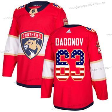 Jugend Florida Panthers #63 Evgenii Dadonov Heimtrikots Authentisch USA Flag Strickerei NHL Trikots – Rot