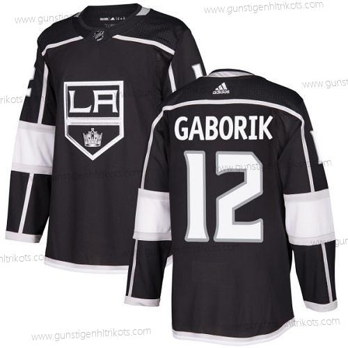 Jugend Los Angeles Kings #12 Marian Gaborik Heimtrikots Authentisch Strickerei NHL Trikots – Schwarz