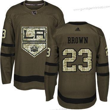 Jugend Los Angeles Kings #23 Dustin Brown Salute to Service Strickerei NHL Trikots – Grün