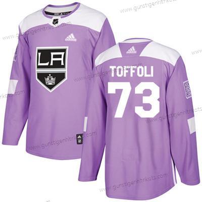 Jugend Los Angeles Kings #73 Tyler Toffoli Authentisch Bekämpft Krebs Strickerei NHL Trikots – Lila