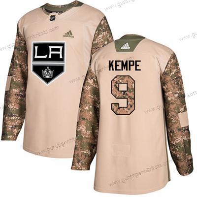 Jugend Los Angeles Kings #9 Adrian Kempe Authentisch 2017 Veterans Day Strickerei NHL Trikots – Tarnfarbe