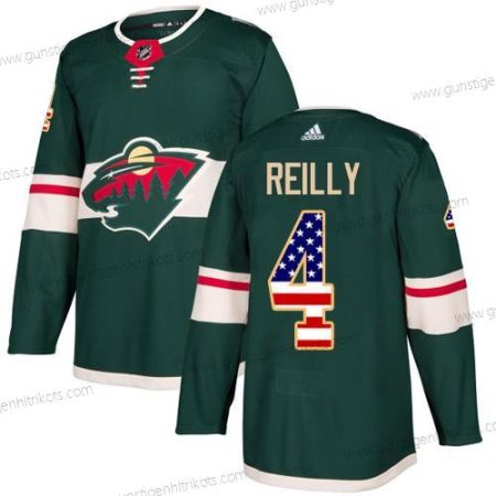 Jugend Minnesota Wild #4 Mike Reilly Heimtrikots Authentisch USA Flag Strickerei NHL Trikots – Grün