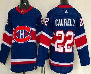 Jugend Montreal Canadiens #22 Cole Caufield 2021 Rückseite Retro Authentisch Trikots – Blau