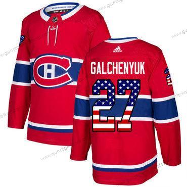 Jugend Montreal Canadiens #27 Alex Galchenyuk Heimtrikots Authentisch USA Flag Strickerei NHL Trikots – Rot