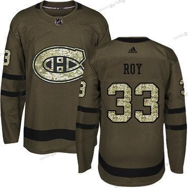 Jugend Montreal Canadiens #33 Patrick Roy Salute to Service Strickerei NHL Trikots – Grün