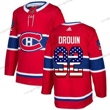 Jugend Montreal Canadiens #92 Jonathan Drouin Heimtrikots Authentisch USA Flag Strickerei NHL Trikots – Rot