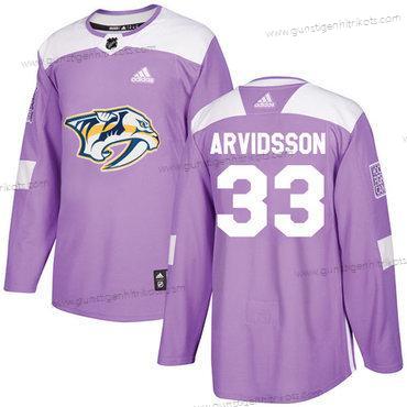 Jugend Nashville Predators #33 Viktor Arvidsson Authentisch Bekämpft Krebs Strickerei NHL Trikots – Lila