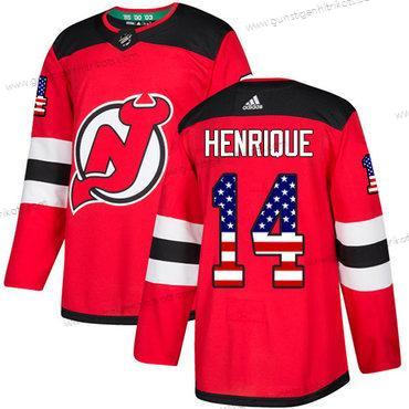 Jugend New Jersey Devils #14 Adam Henrique Heimtrikots Authentisch USA Flag Strickerei NHL Trikots – Rot