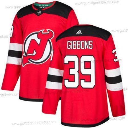 Jugend New Jersey Devils #39 Brian Gibbons Heimtrikots Authentisch Strickerei NHL Trikots – Rot