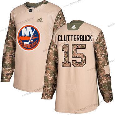 Jugend New York Islanders #15 Cal Clutterbuck Authentisch 2017 Veterans Day Strickerei NHL Trikots – Tarnfarbe