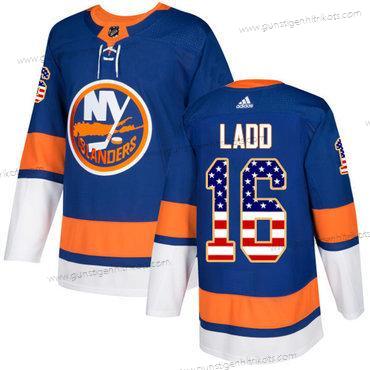 Jugend New York Islanders #16 Andrew Ladd Royal Heimtrikots Authentisch USA Flag Strickerei NHL Trikots – Blau