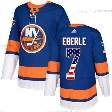 Jugend New York Islanders #7 Jordan Eberle Royal Heimtrikots Authentisch USA Flag Strickerei NHL Trikots – Blau