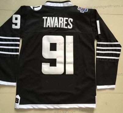 Jugend New York Islanders #91 John Tavares 2015 Reebok Premier ersatzweise Trikots – Schwarz