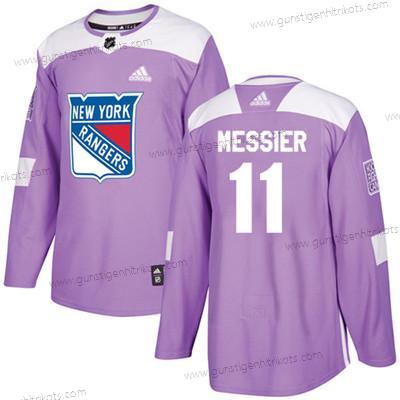 Jugend New York Rangers #11 Mark Messier Authentisch Bekämpft Krebs Strickerei NHL Trikots – Lila