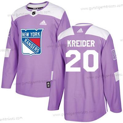 Jugend New York Rangers #20 Chris Kreider Authentisch Bekämpft Krebs Strickerei NHL Trikots – Lila