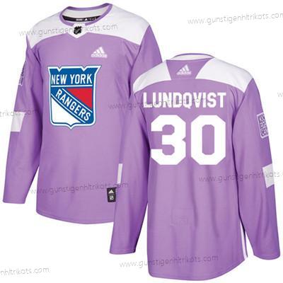 Jugend New York Rangers #30 Henrik Lundqvist Authentisch Bekämpft Krebs Strickerei NHL Trikots – Lila