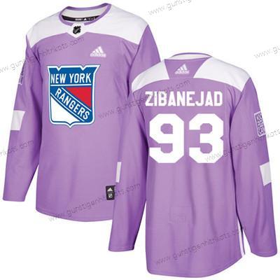 Jugend New York Rangers #93 Mika Zibanejad Authentisch Bekämpft Krebs Strickerei NHL Trikots – Lila