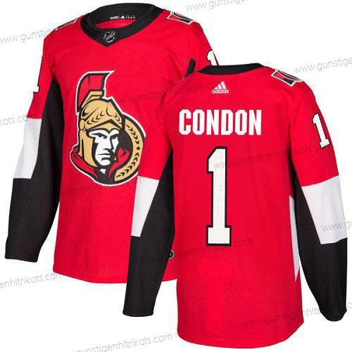 Jugend Ottawa Senators 1 Mike Condon Heimtrikots Authentisch Strickerei NHL Trikots – Rot