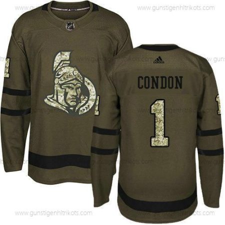 Jugend Ottawa Senators 1 Mike Condon Salute to Service Strickerei NHL Trikots – Grün