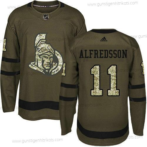 Jugend Ottawa Senators 11 Daniel Alfredsson Salute to Service Strickerei NHL Trikots – Grün