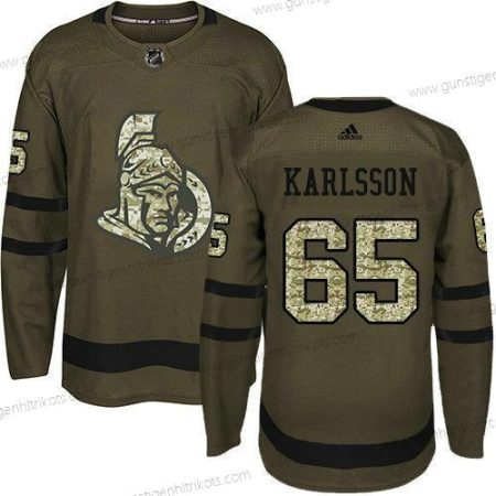 Jugend Ottawa Senators 65 Erik Karlsson Salute to Service Strickerei NHL Trikots – Grün