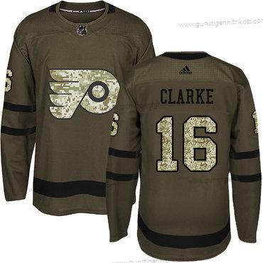 Jugend Philadelphia Flyers #16 Bobby Clarke Salute to Service Strickerei NHL Trikots – Grün