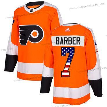 Jugend Philadelphia Flyers #7 Bill Barber Heimtrikots Authentisch USA Flag Strickerei NHL Trikots – Orange