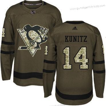 Jugend Pittsburgh Penguins #14 Chris Kunitz Salute to Service Strickerei NHL Trikots – Grün