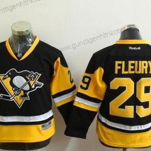 Jugend Pittsburgh Penguins #29 Marc-Andre Fleury Ausweichtrikot Reebok Hockey Trikots – Schwarz