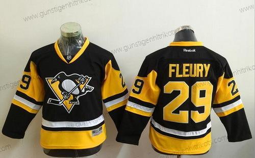 Jugend Pittsburgh Penguins #29 Marc-Andre Fleury Ausweichtrikot Reebok Hockey Trikots – Schwarz